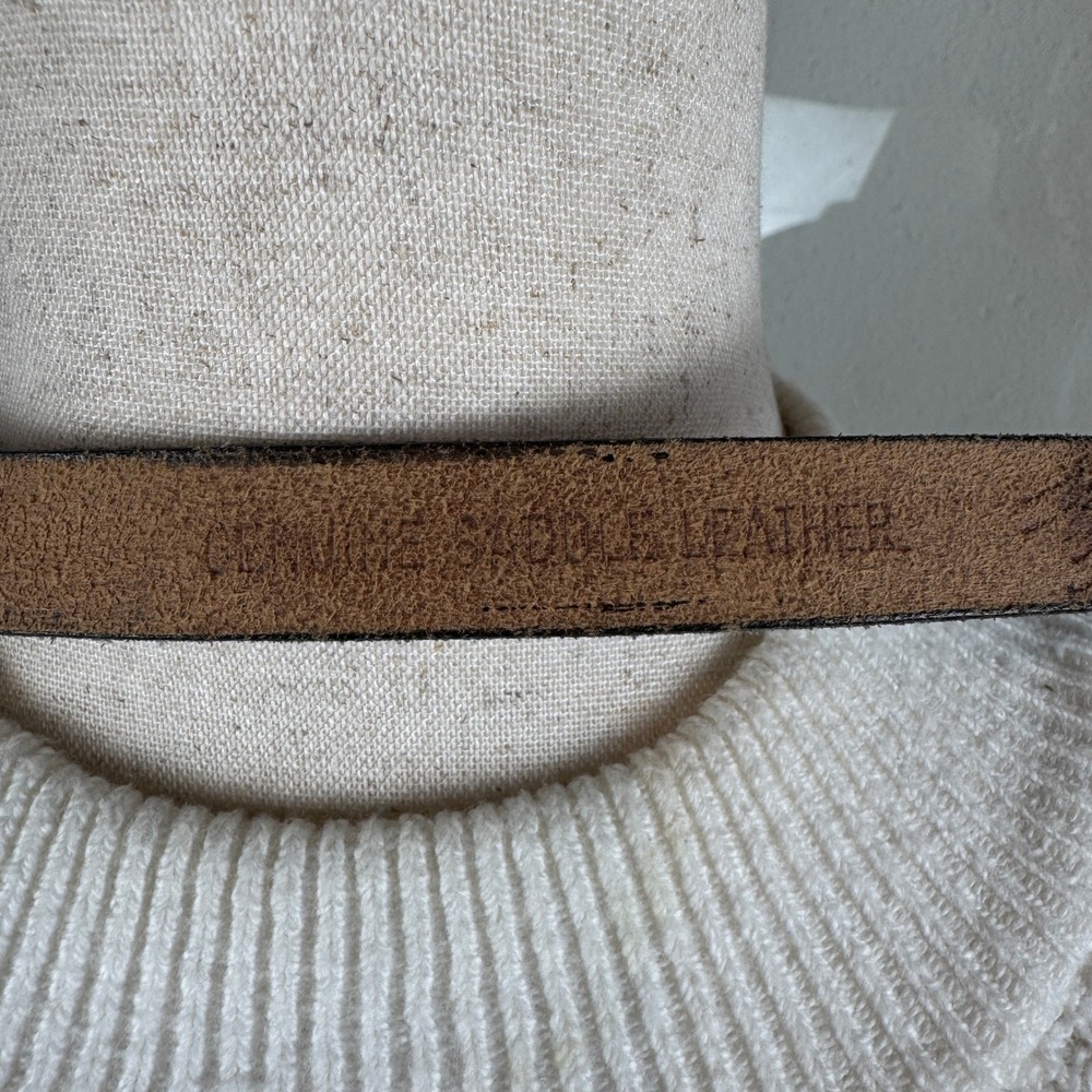 Dark Academia Minimalist Vintage 90s Burgundy Oxblood Leather Belt Womens XS - Picture 3 of 8
